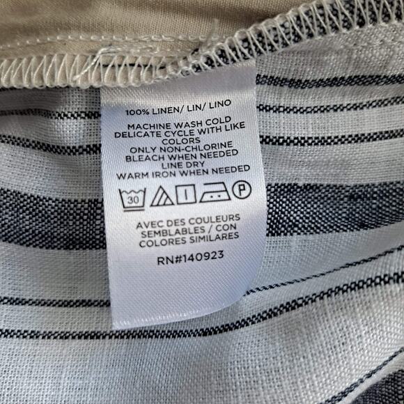 LOFT Pants Striped Linen Pull On Wide Leg Palazzo Deep Space Gray Size XXL (NWT) - Picture 13 of 15